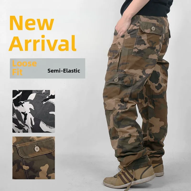 

Autumn Winter Skateboarding Spor Street Dance Pants Workwear Trousers Long Loose Elastic Waist Tactical Men's Faion