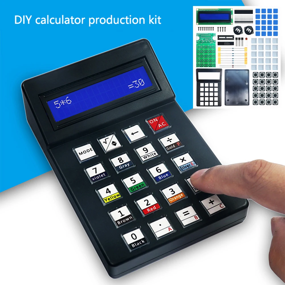 DIY 51 Microcontroller Electronic Kit 7 Digits Desk Calculator Soldering Project Practice With LCD1062 Display Screen