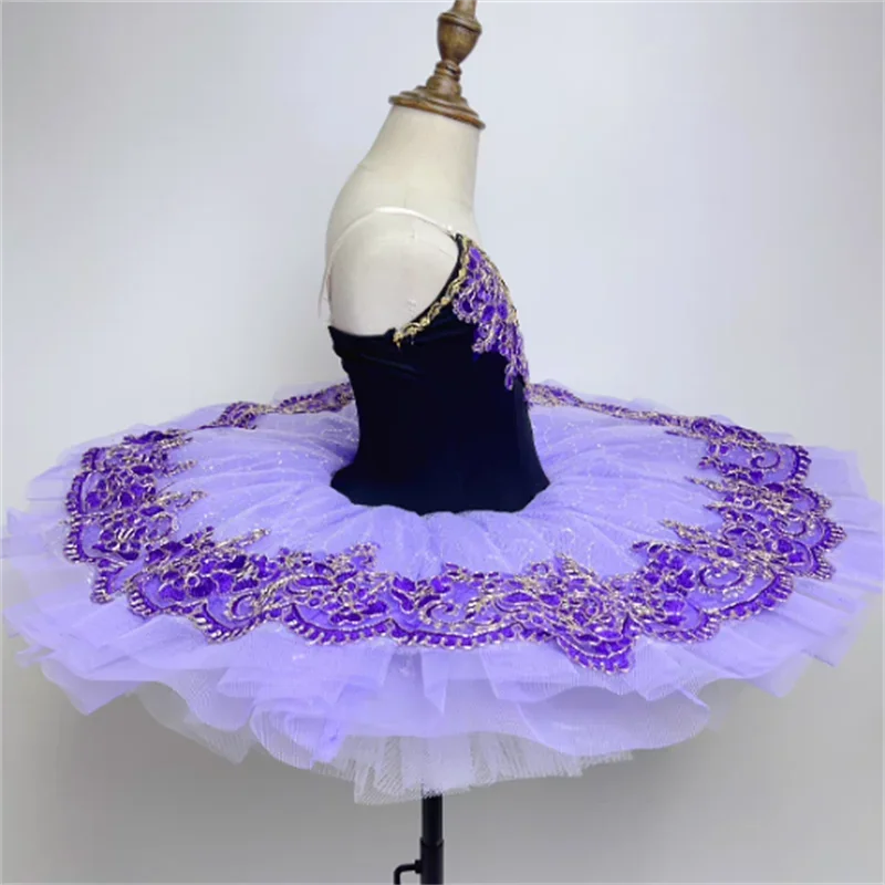 Vestido de baile para meninas, fantasia infantil, vestido de bailarina, performance, Lago dos Cisnes, roxo, tutu de baile profissional, crianças, mulheres