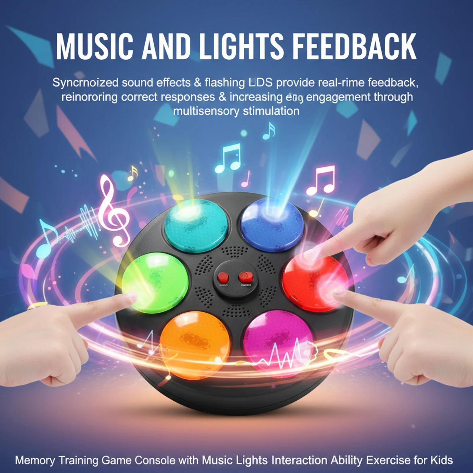 Memory Training Game Machine Multifunctional Interactive Toy with Music Lights for Reaction Skill Development Educational Gift