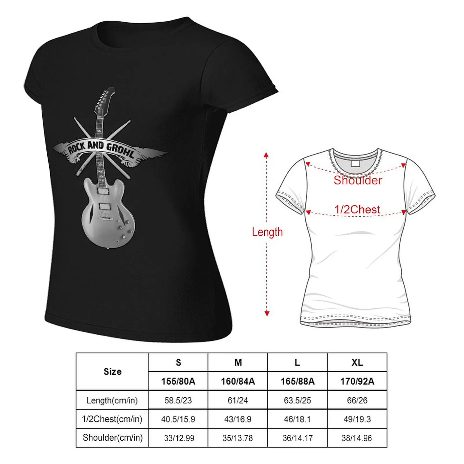 ROCK and GROHL-baqueta y guitarra, diseño ORIGINAL, impresionante Camiseta estampada para mujer, camisetas occidentales