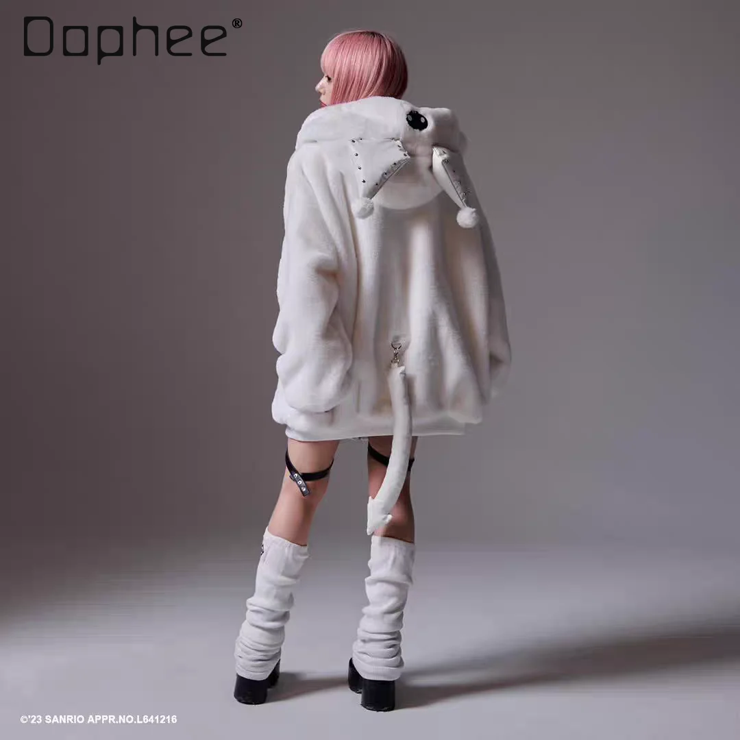 Harajuku Subkultur Anime Plüsch Jacke Nette Ohr Mit Kapuze Verdickte Warme Faux Pelz Jacken Japanische Mädchen Übergroße Jacke Frauen
