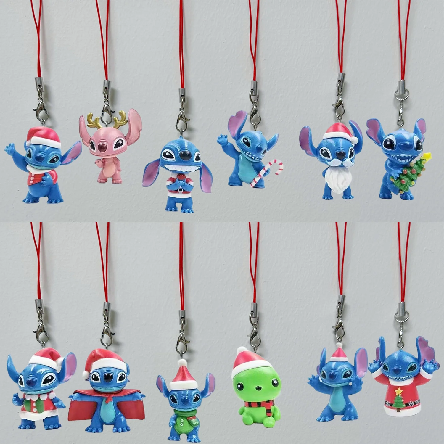 

12 Styles Lilo & Stitch Christmas Tree Ornament Keychain Bag Ornament Dolls Collectible Action Figure Cutie Mark Gifts