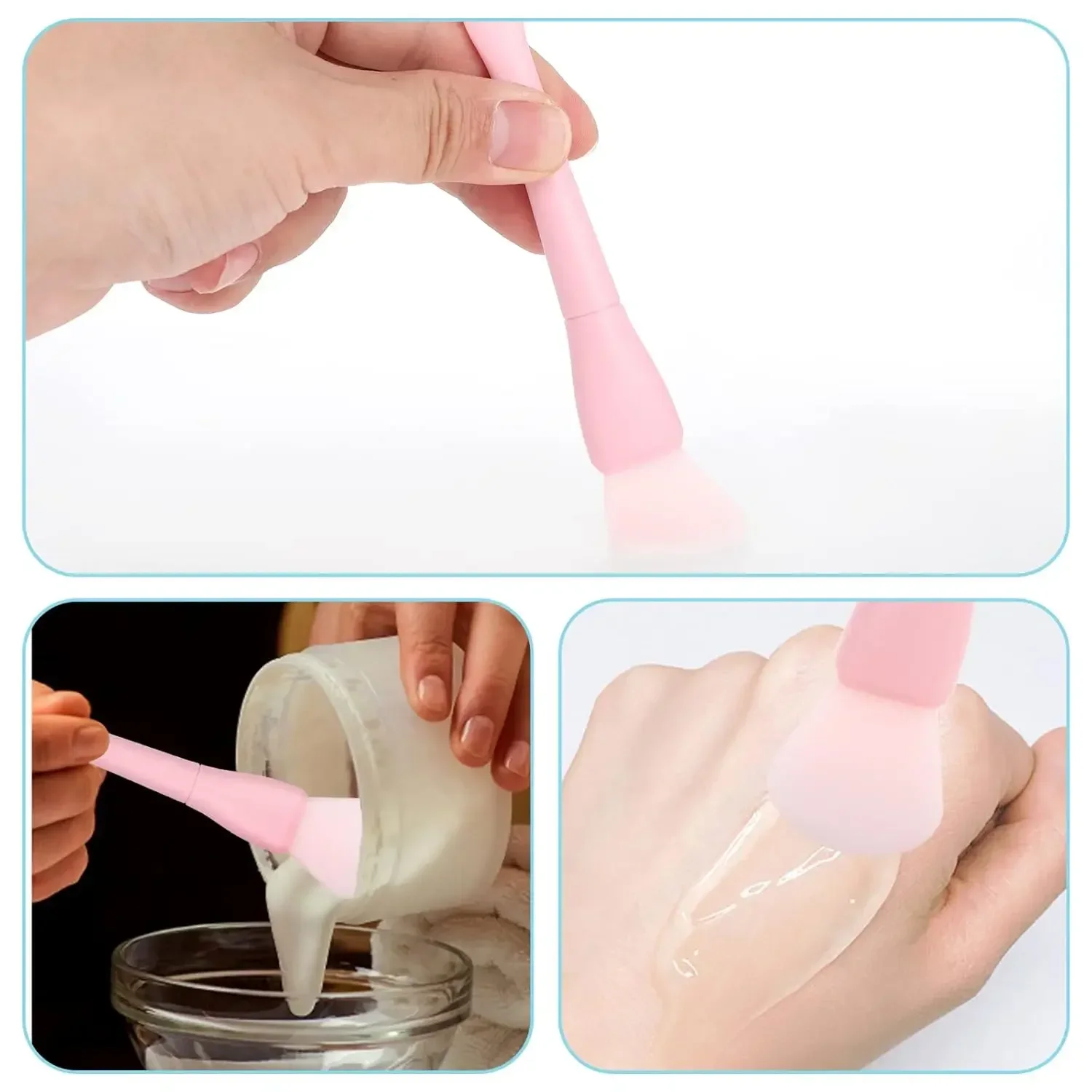Pennello per maschera in silicone, pennello per maschera idratante portatile morbido a doppia estremità per l'applicazione di crema e lozione - Strumento di bellezza