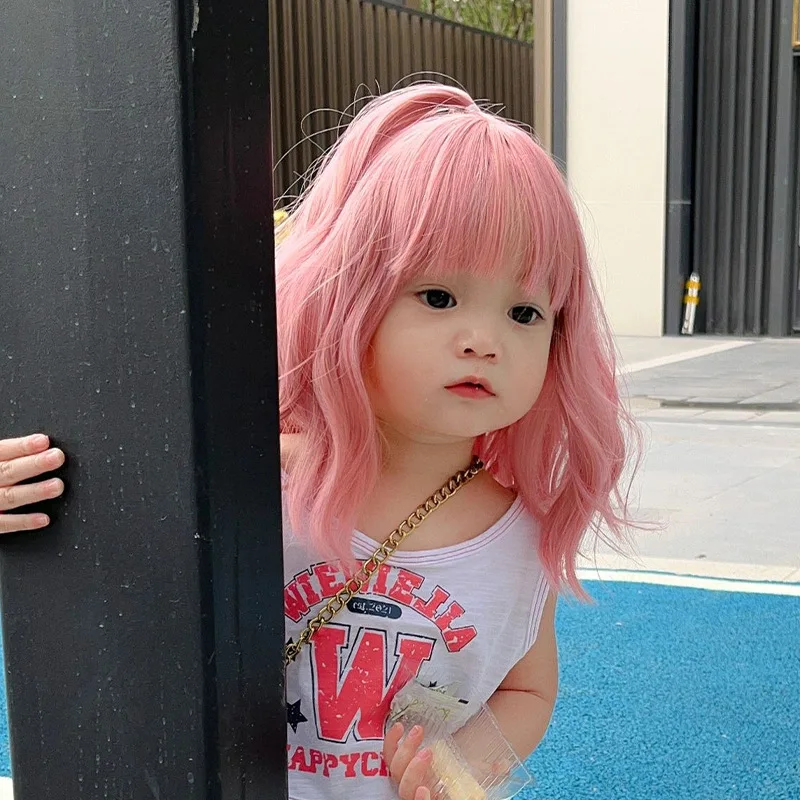 Accesorios para el cabello negro para niños, peluca marrón para bebé, tocado rosa, niña pequeña, cubierta de cabeza fotografiada, tocado para niños