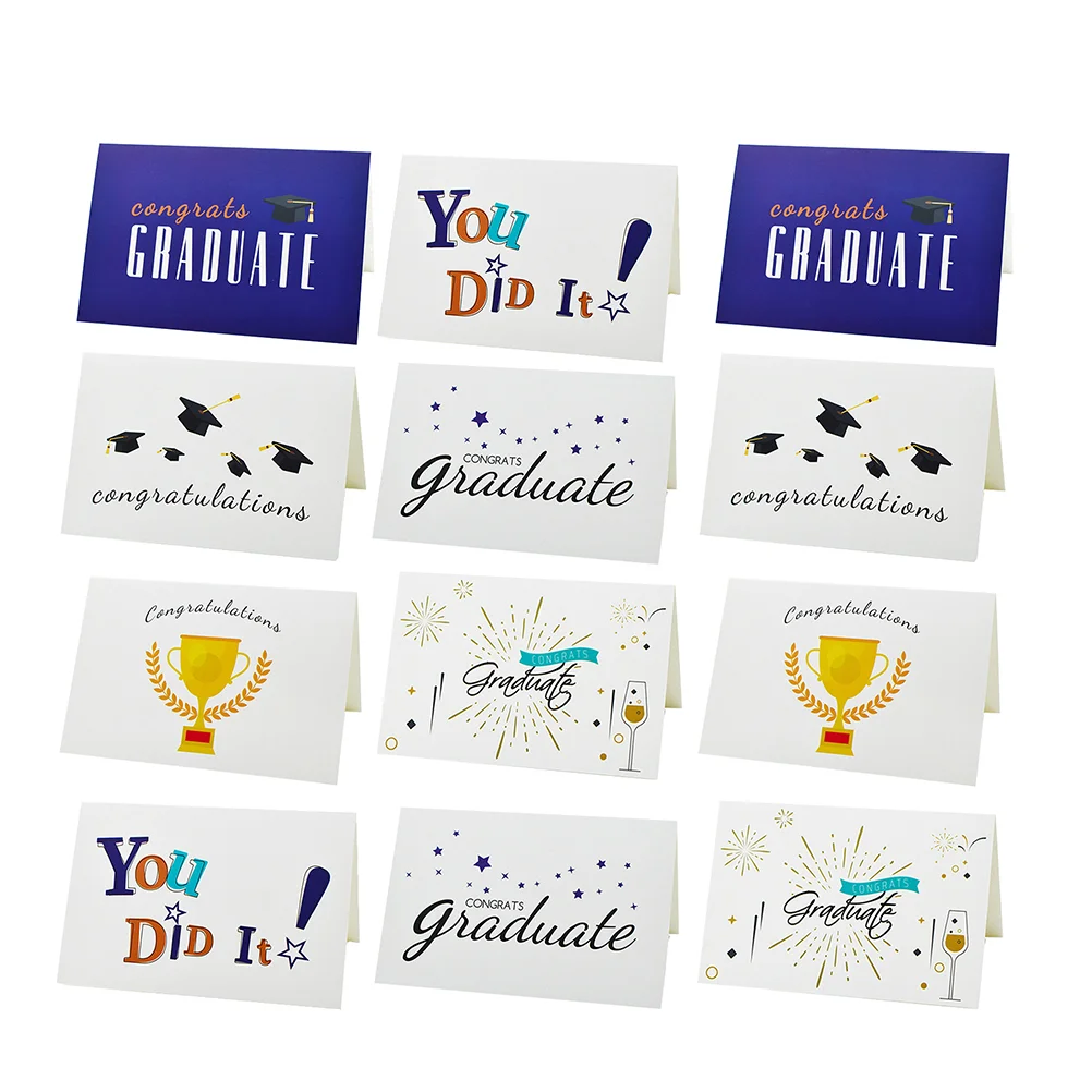 

12 Pcs Graduation Greeting Card Cards Contains Envelopes The Gift Season with Party Supplies Pearlescent