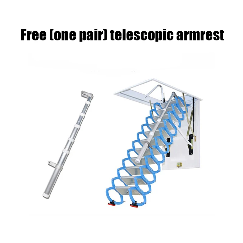 loft Ladder alloy Hole Retractable Folding attic Stairs Pull Down Ceiling ladder Hinges 6.56 ft-13.12ft Aluminum