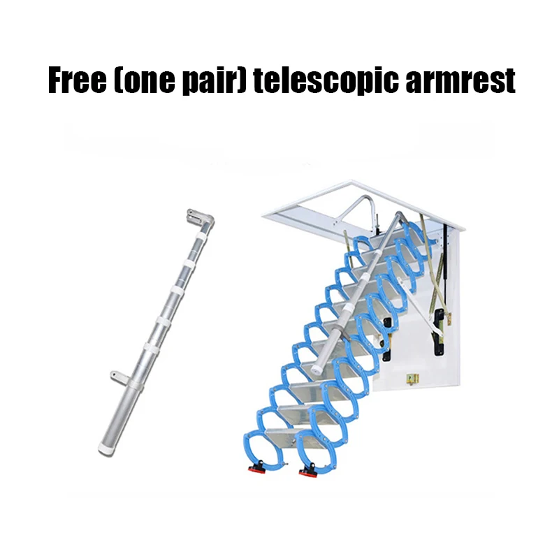 개폐식 접이식 다락방 계단, 천장 사다리 경첩, 합금 구멍, 6.56 ft-13.12ft 알루미늄