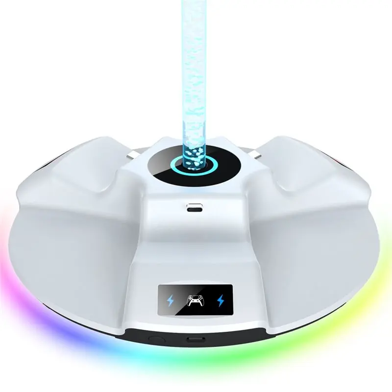 RGB Ambient Lighting 3-In-1 Charging Dock For PS5 Wireless Controller Fast Charge Headphone Storage Stand Docking Station view 6