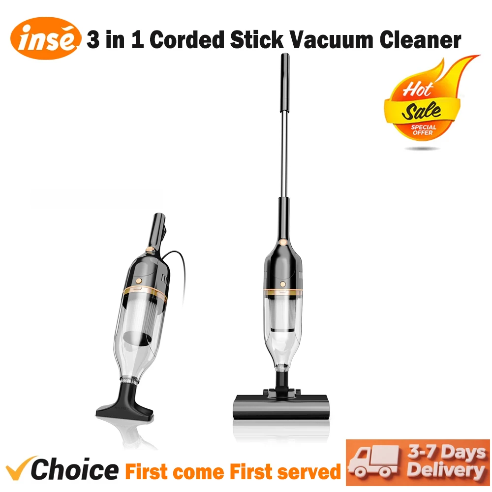 INSE R7 Corded Vacuum Cleaner Handheld Stick Vacuum 600W Powerful 3 In1 Lightweight Vacuum Cleaners for Home Hard Floor Pet Hair