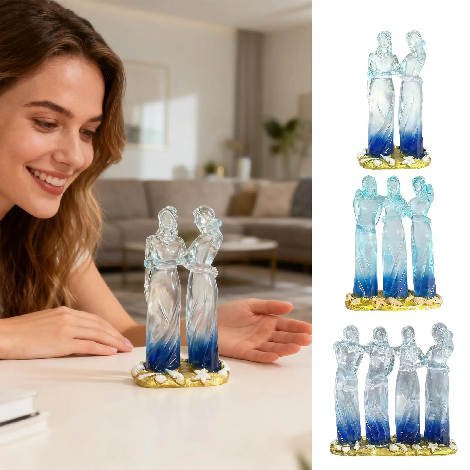 Friendship Statue Resin Figurine Friendships Sisters Sculpture For Female Women Birthday Christmas Mothers Day Indoor Fireplace