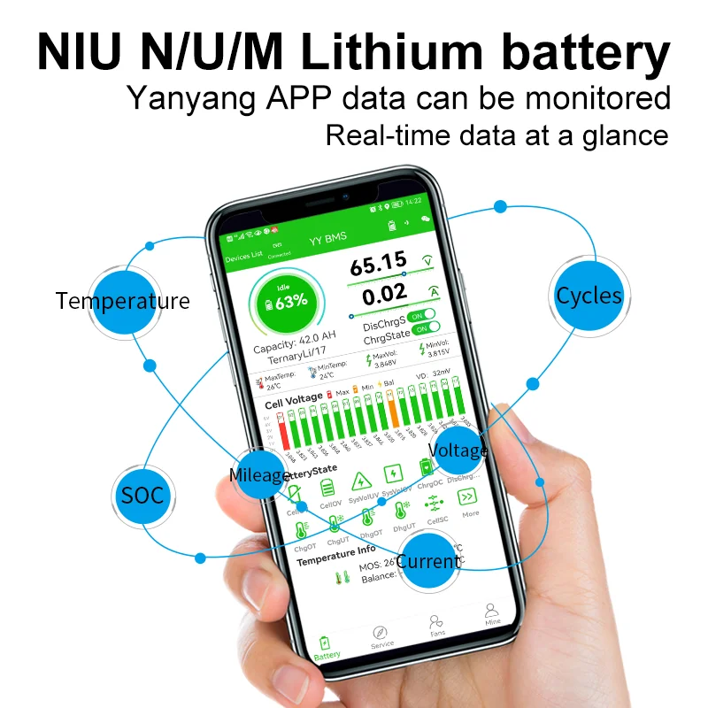 For Niu MQi UQi+ UQi Lithium Battery Pack Original Replacement Battery DIY Large-capacity Bluetooth APP Display Electric Bicycle