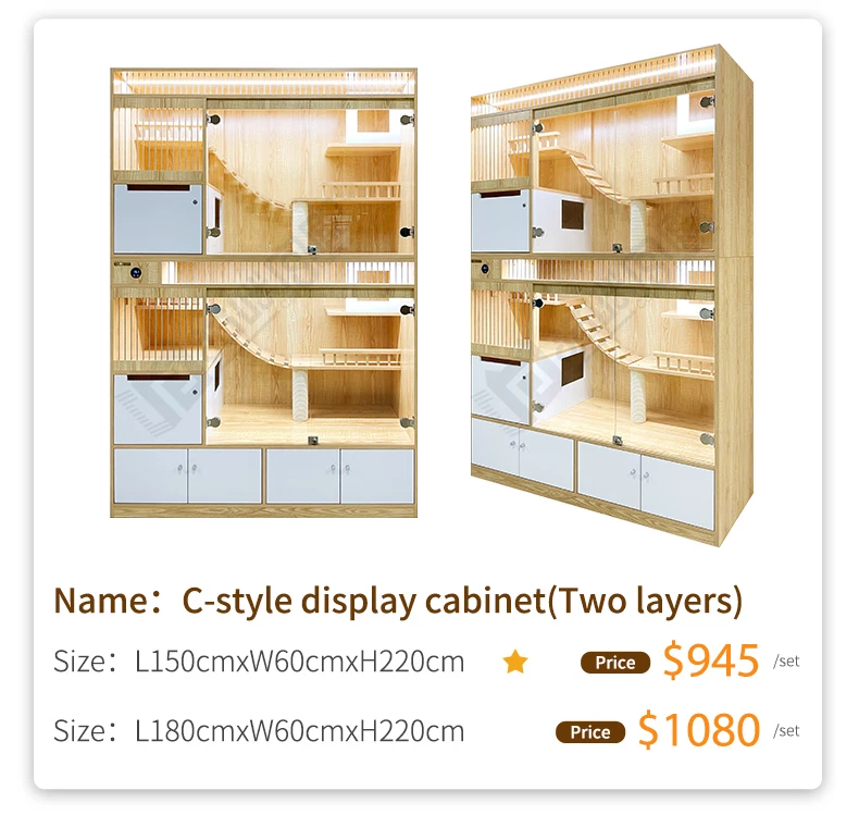 Wooden Cat Carrier Pet Store Cabinet With Wheel Cat House Household Indoor Solid Wood Multi-storey Cat Climbing Frame