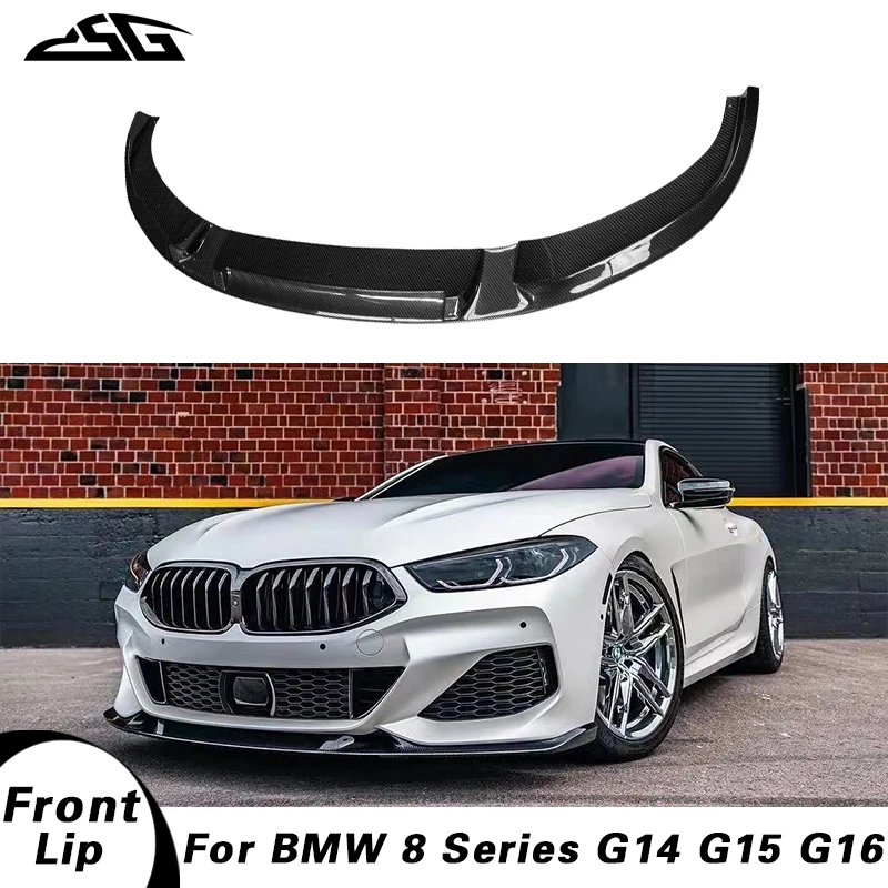 For BMW 8 Series G14 G15 G16 Carbon Fiber Front Bumper Spoiler Splitter Lip Diffuser Cover Trim Plate Body Kit