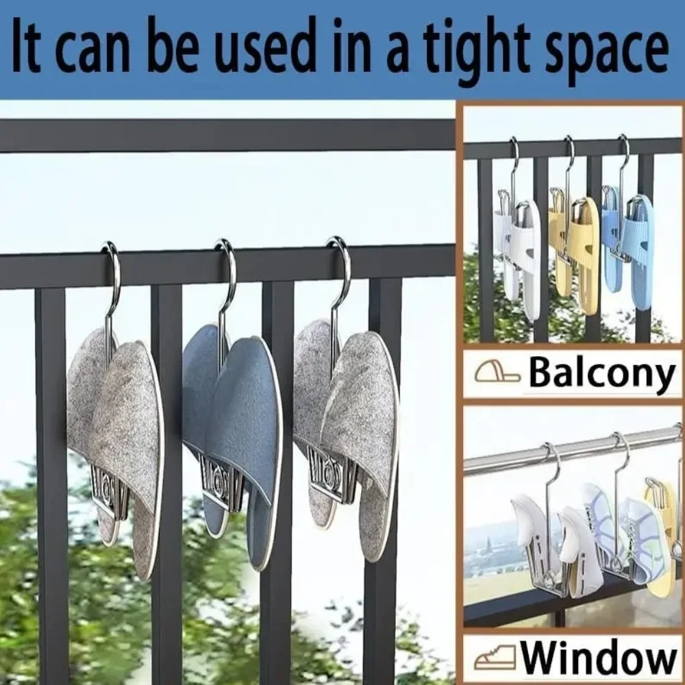 3/5/10 قطعة الفولاذ المقاوم للصدأ رف تجفيف الأحذية في الهواء الطلق شرفة الأحذية تجفيف هوك الأحذية شماعات ملابس لتنظيم خزانة #3