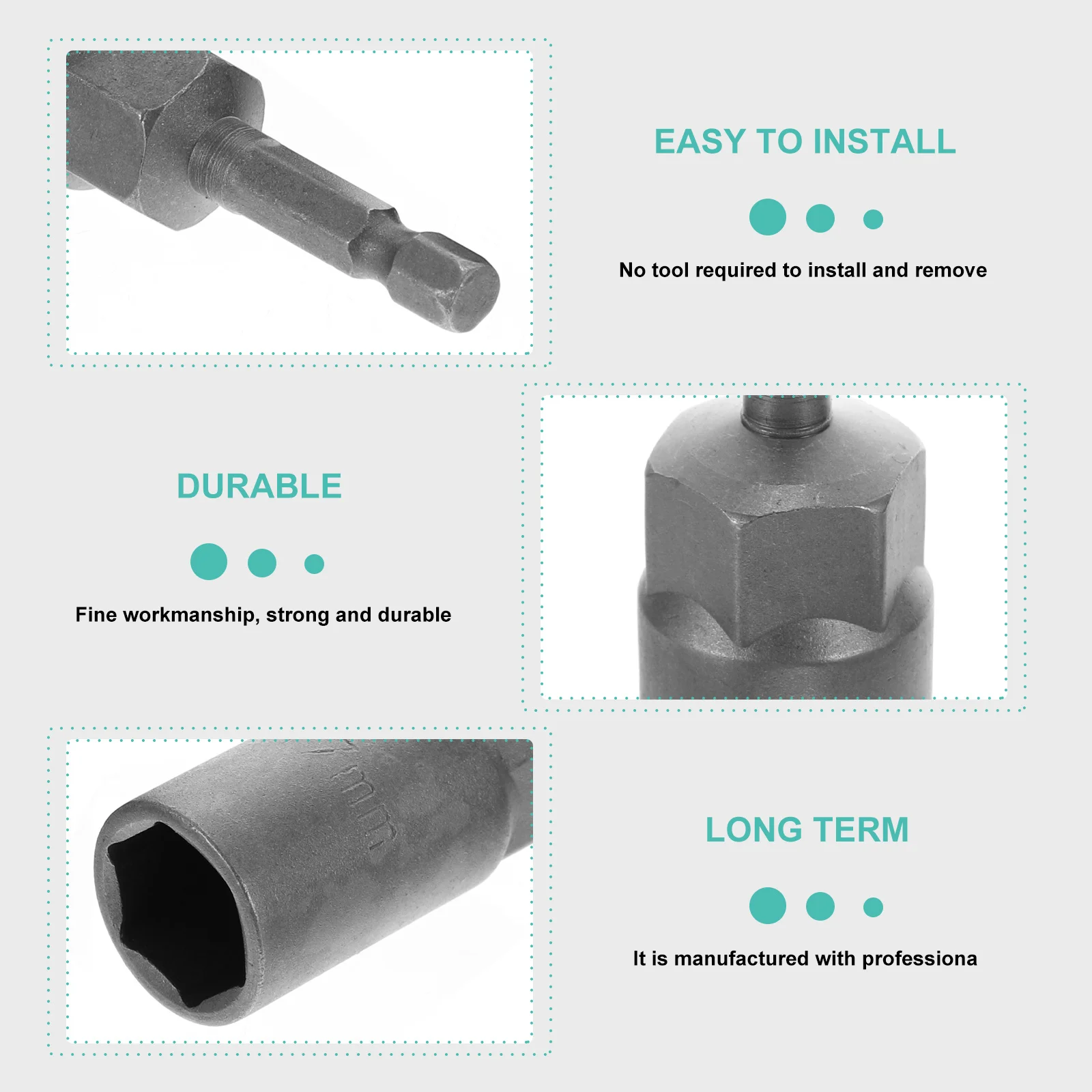 

4pcs Multi-Size Electric Drill Socket Heads Set High Hardness Steel Nut Wrench For Impact Driver Tools Socket Bit