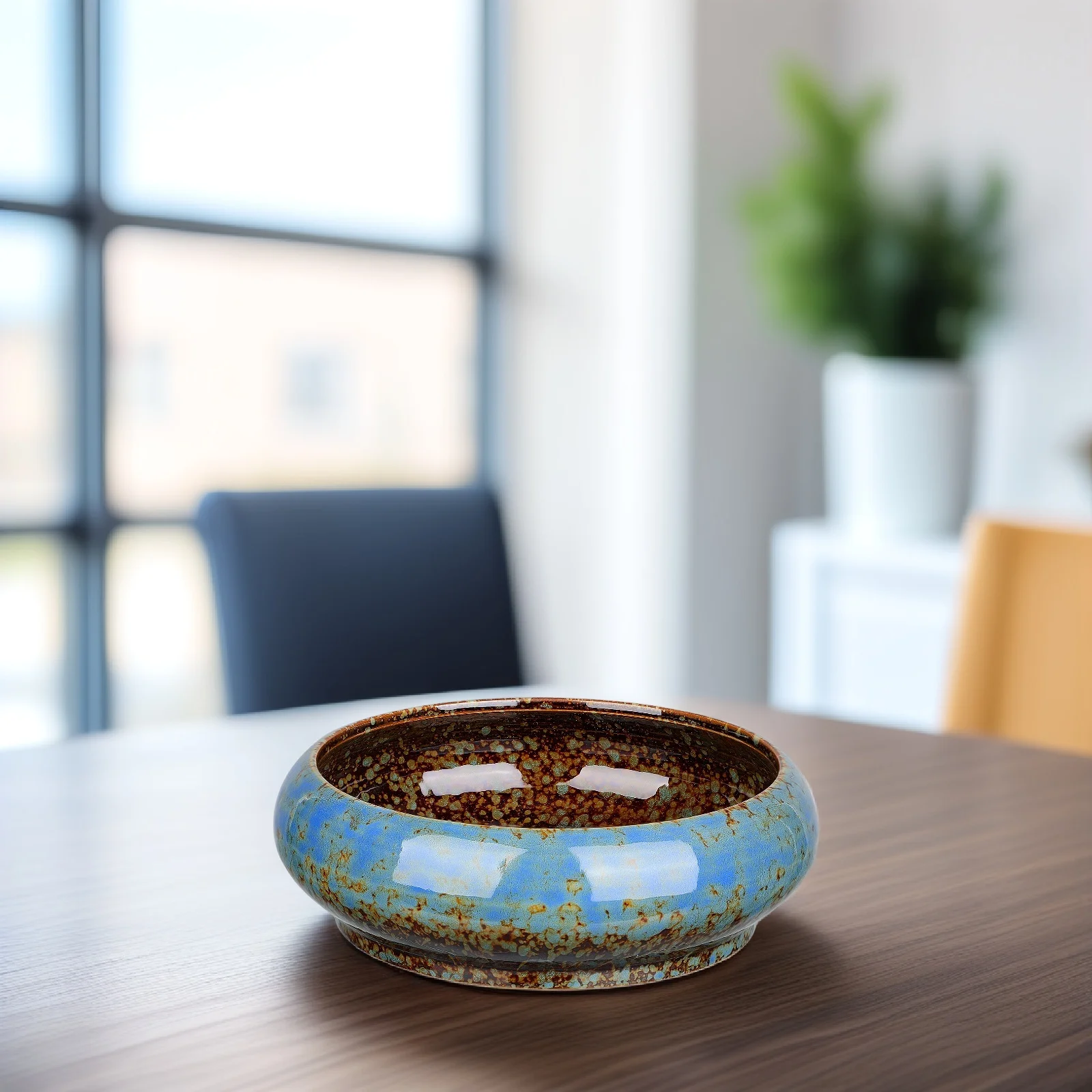 

1Pcs Hydroponic Plants Pot Ceramic Flower Planter for Succulents and Water Plants Home Garden Decor Desktop Decoration Blue