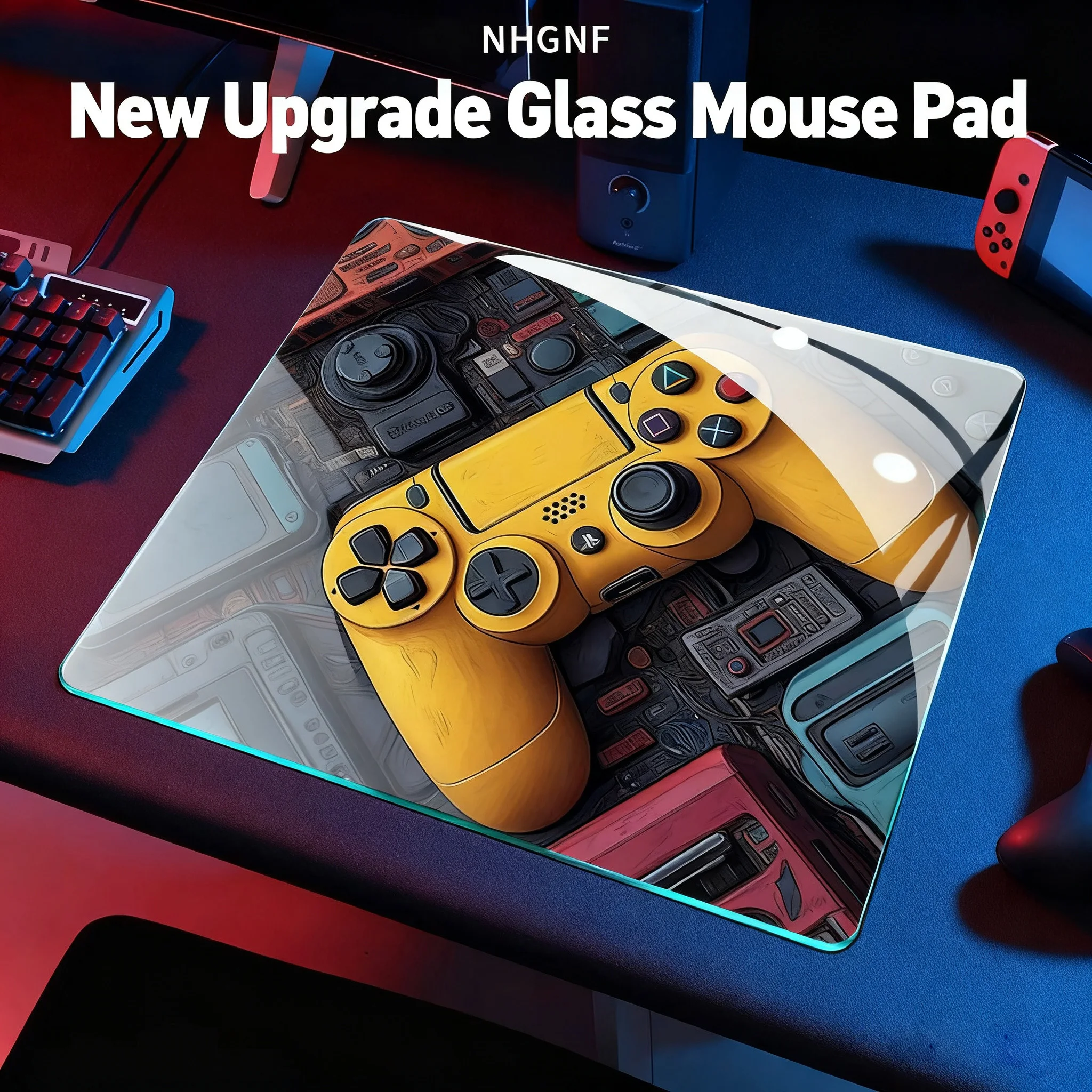 Mouse pad de vidro para jogos, padrão legal personalizado, superfície fosca suave, mesa de vidro temperado, e-sports, fps, jogo, mouse pad de vidro