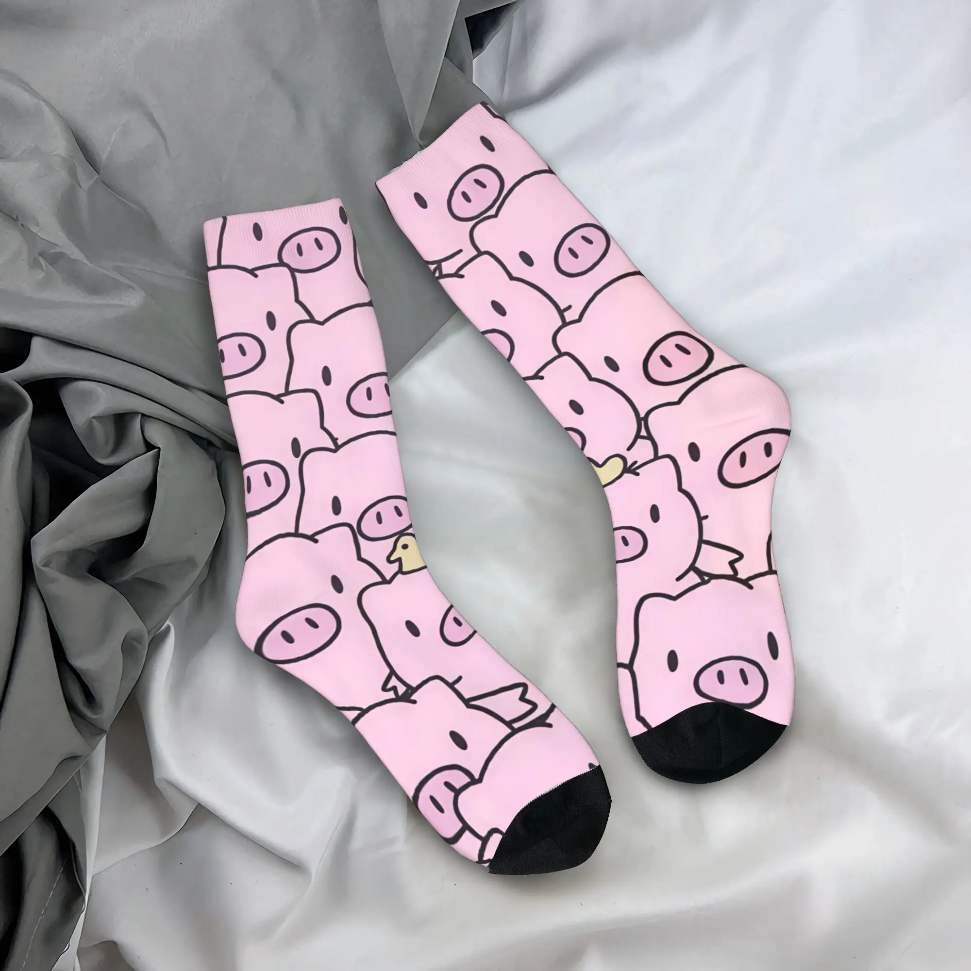 

Kawaii Pink Pig Head With Duck Seamless Pattern Socks Graphic Stockings Non Slip Men Socks Comfortable Leisure Cycling Socks