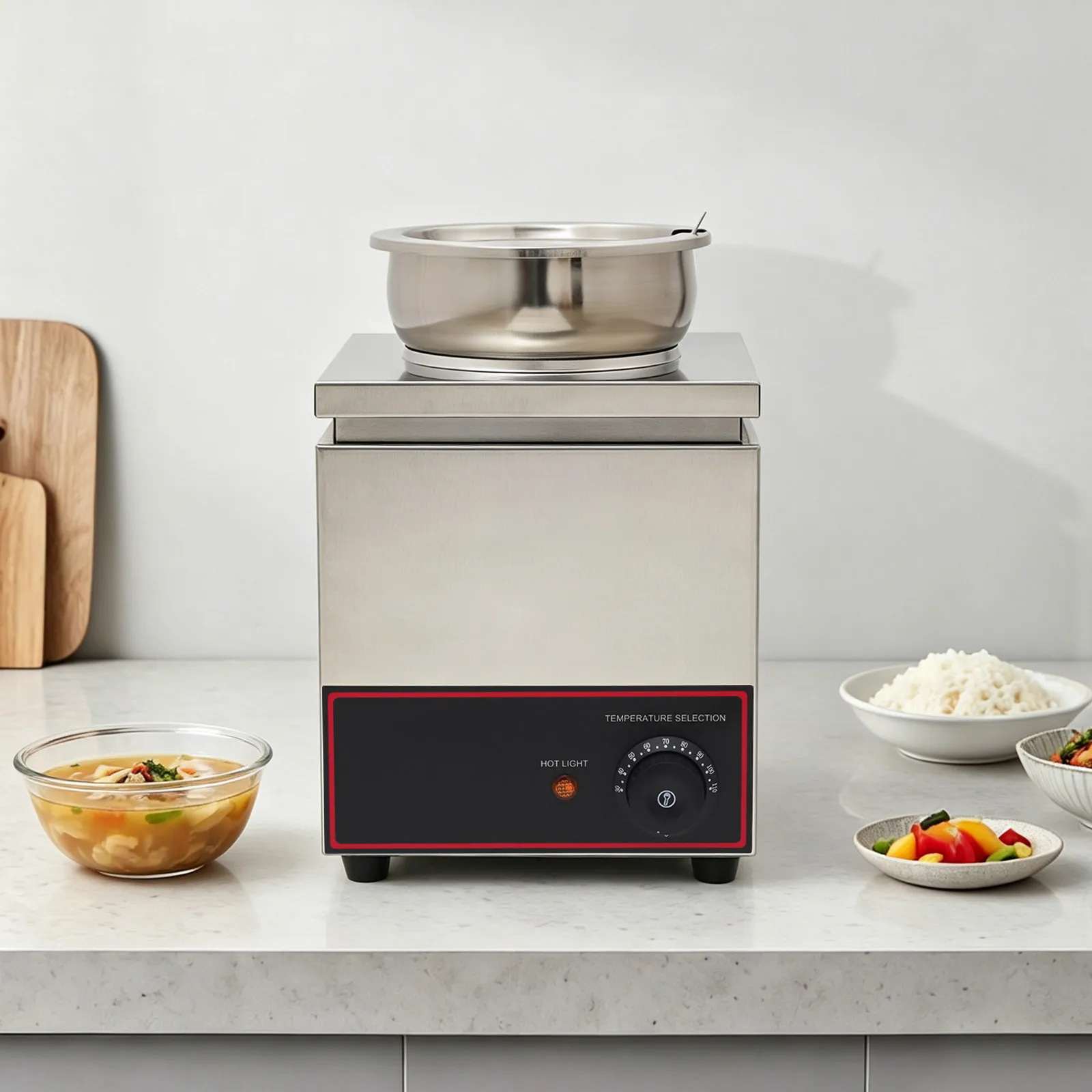 4L Electric Food Warmer 110V, 4.23Qt Stainless Steel Soup Warmer With Adjustable Temp 86-230°F & Lid, Buffet Server for Home Party Hotel, US Plug - view 5
