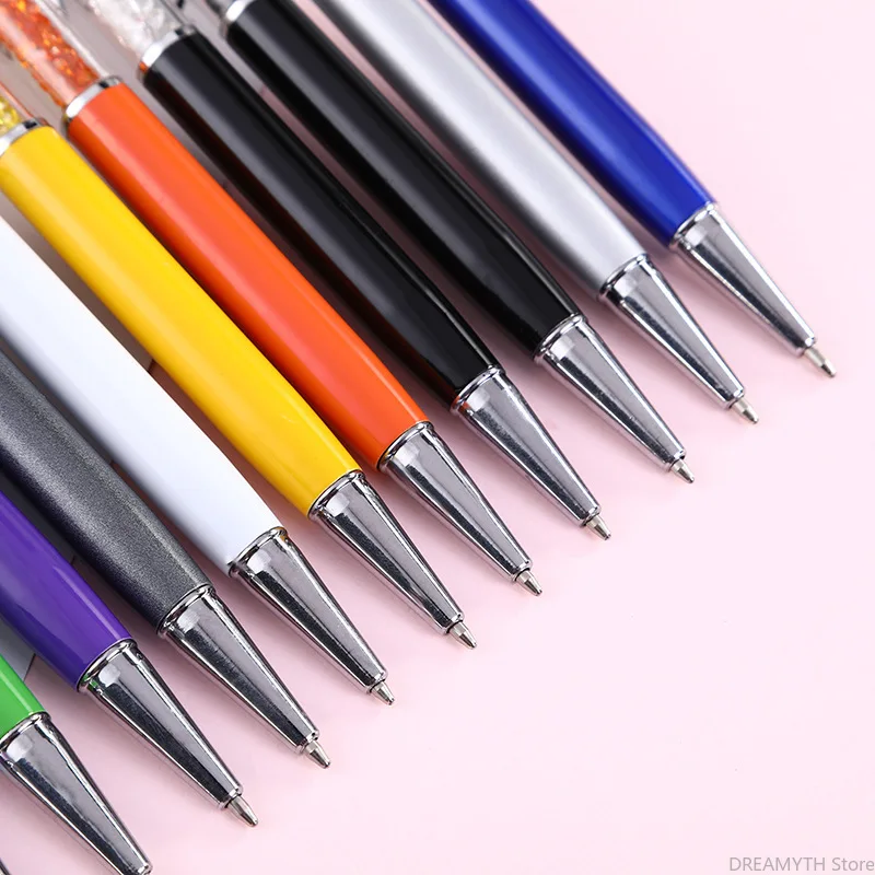 50pcs/Lot Crystal Metal Ballpoint Pen Creative Stylus For Writing Stationery Office School Ballpen Black Blue Ink Custom Logo