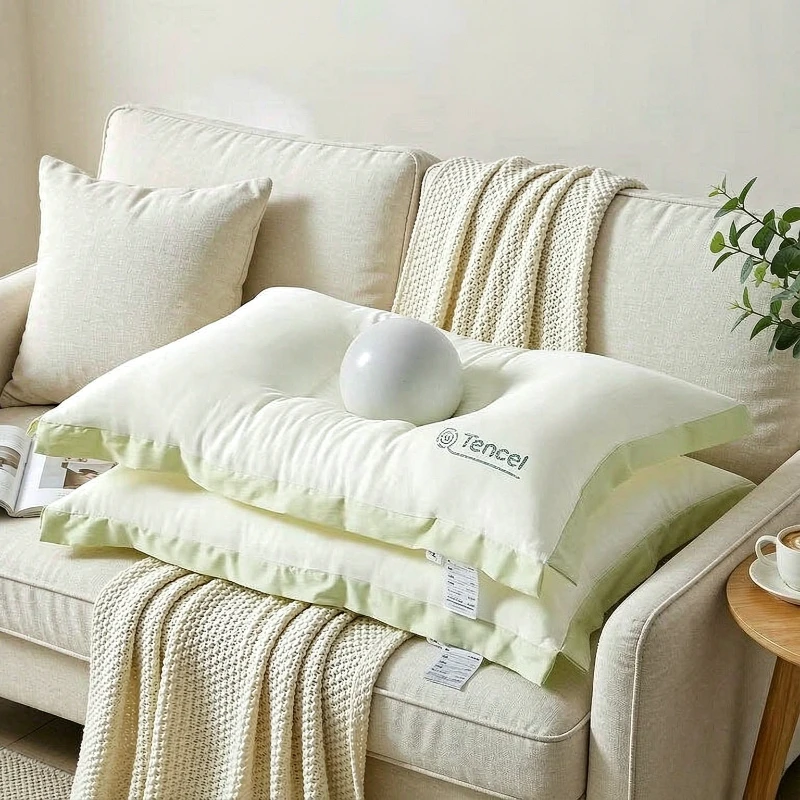 Tencel Low Profile Soft Pillow Thin Summer Cervical Support Ultra Breathable Cooling Adult Single Sleep Comfort Daily Use 낮은 베개