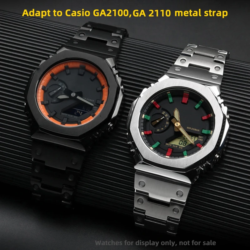 GA2100 mod kit for G-shock GA-2100 GA2110 case ga2100 2110 bezel stainless steel strap metal bracelet case armor Mod parts