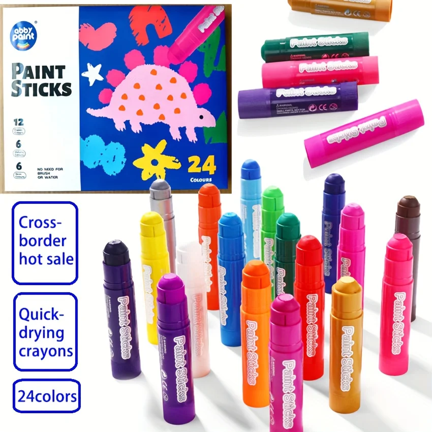 Quick Drying Crayon 24 Color Painting DIY Creation Oil Painting Stick Solid Water Powder Stick Various Surface Graffiti