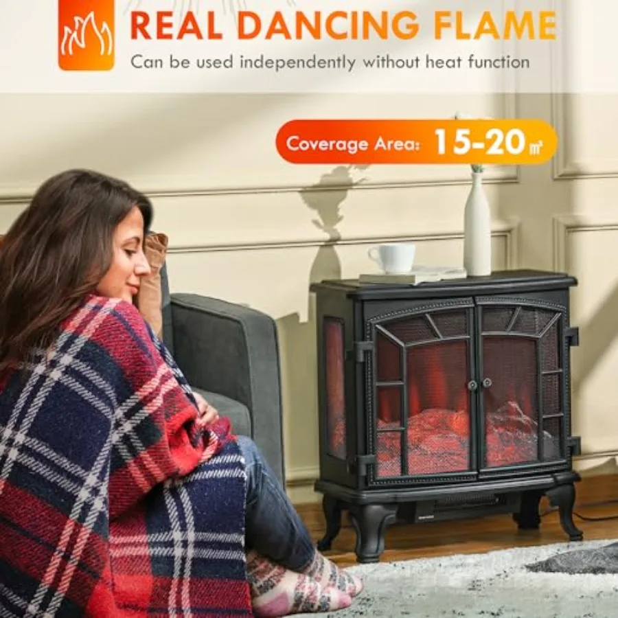 27 سخان مدفأة كهربائي مع لهب وسجلات LED واقعية لتشغيل التحكم عن بعد في أجواء غرفة المعيشة المريحة وما فوق #3