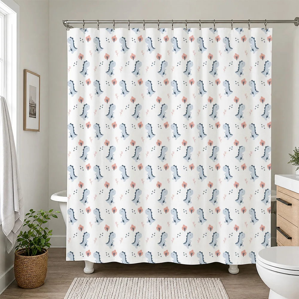 Waterproof Shower Curtain Liner for Modern Bathroom Decor Abstract Pastel Blue Grey Pebble Pattern Spa Curtain Privacy Screen Ba