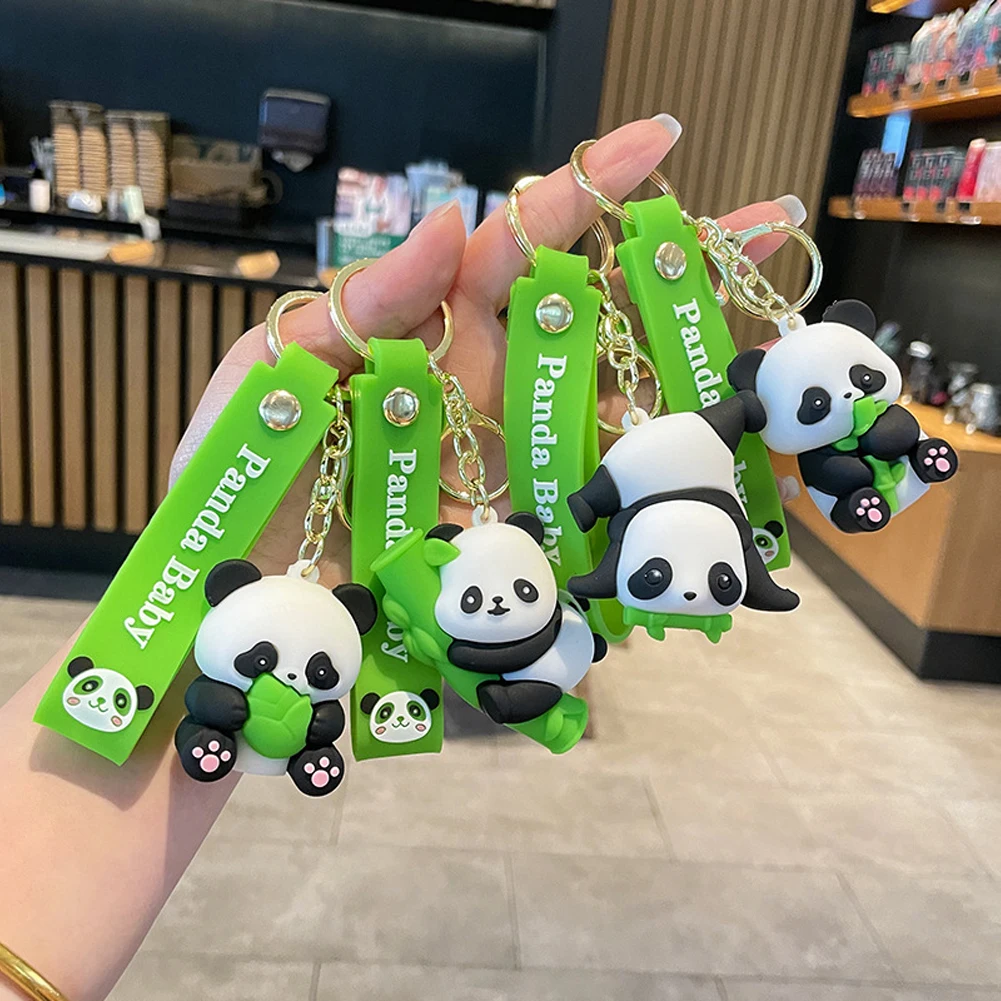 Cute Pandas Car Keychain Pandas Pendant Key Chain Cartoon Keychain Delicate Simple Car Key Rings for Girls Couple Bag Gifts