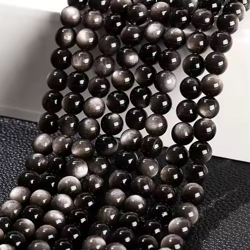Natural Stone Golden Obsidian Bead Irisation Round Loose Spacer 4 6 8 10 12mm For Jewelry Making Diy Bracelet Necklace Accessory - Image 20