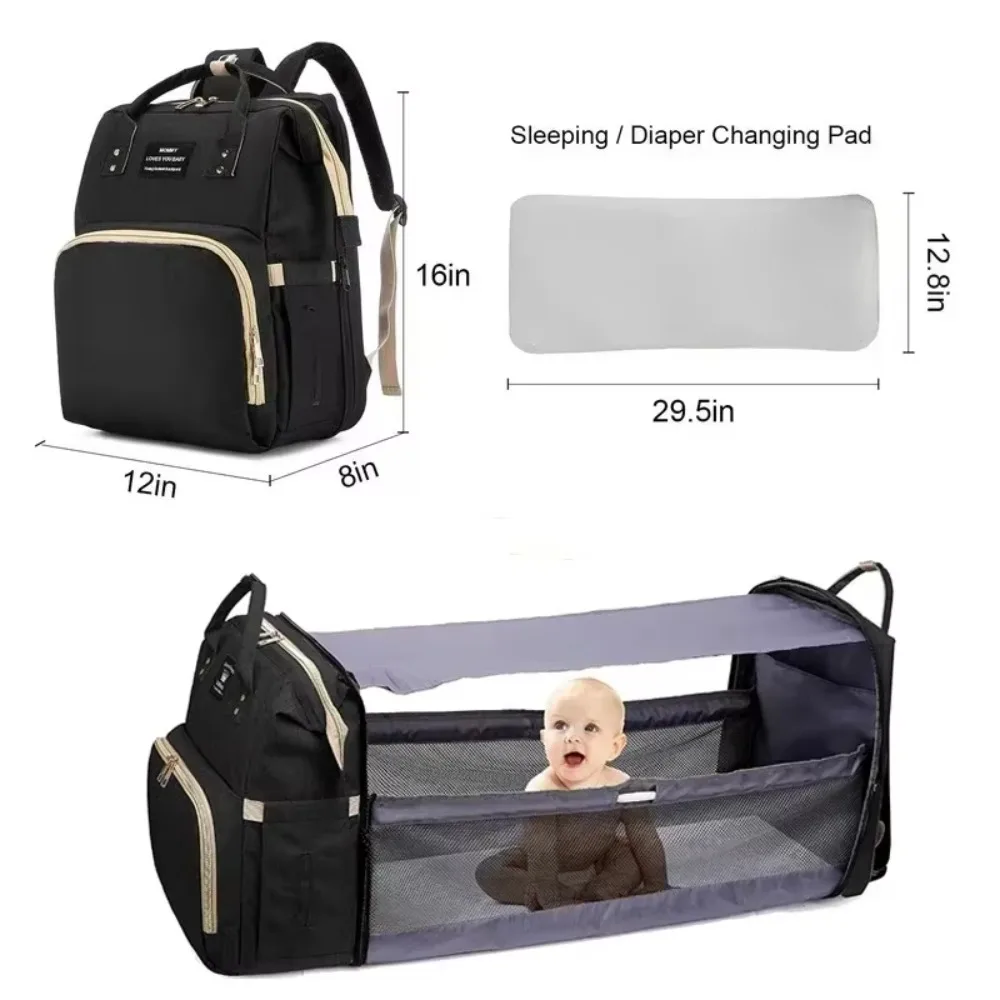 Diaper Bag Backpack Waterproof Foldable Diaper Bag Mommy Bag Diaper Changing Backpack Baby Travel Essential Diaper Backpack Gray