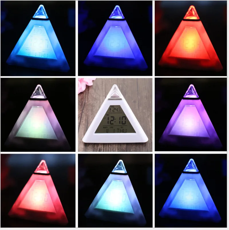 Creative Lazy Triangle Alarm Clock, Colorful LED Alarm Clock