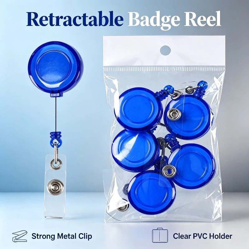 5Pcs/Set Badge Reels for Badge Holder Retractable ID Tag Clips Easy To Pull Pass Bus Card Keychain Clip Badge Reels Accessories