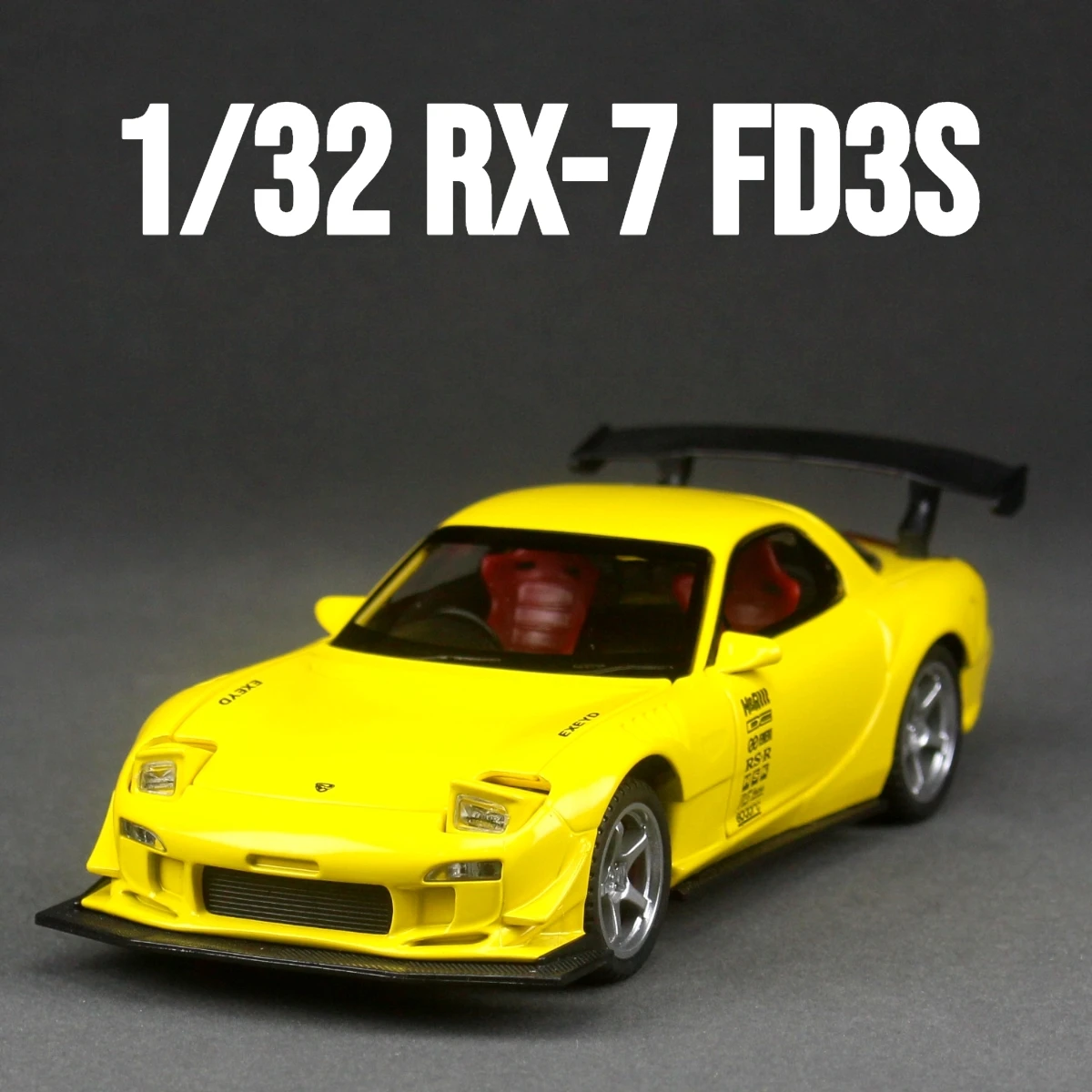 

1:32 Mazda RX-7 FD3S JDM Miniature Diecast Toy Car Model Sound & Light Doors Openable Collection Gift for Children Boy Kid