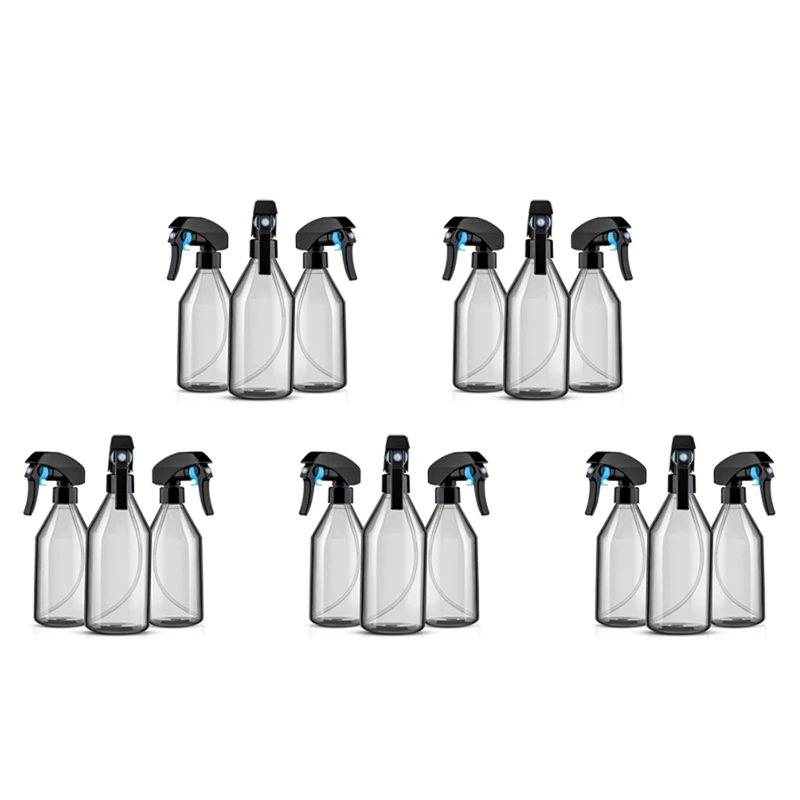 Plastic Spray Bottles For Cleaning Solutions,10OZ Reusable Empty Container With Durable Black Trigger Sprayer, 15Pack