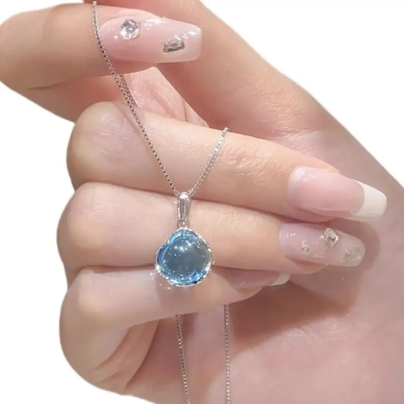 31BB Trendy Geometric Circle Pendant Necklace Clavicle Chain for Women Adjustable Length Neckchain Stylish Bride Jewelry