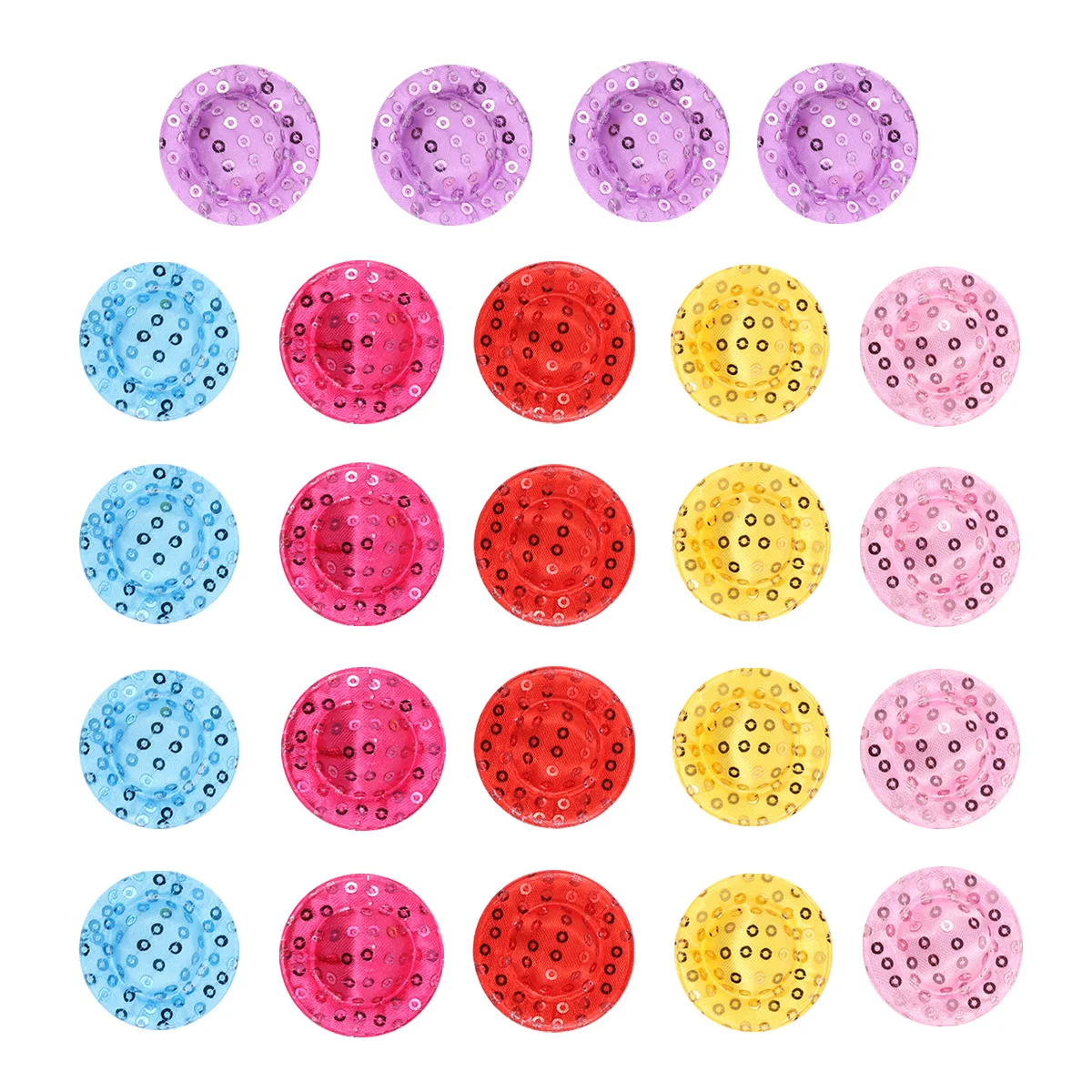 

24Pcs Mini Shiny Sequin Caps DIY Decoration Party Supplies Cute Handmade Craft Props Red Pink Light Yellow Sky Blue Light Purple