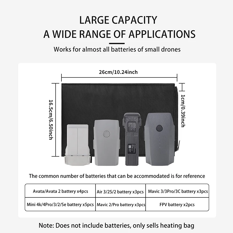 Batterij Verwarming Tas Voor Dji Mini 3 4 Pro/Mini 2 4K/Mavic 3/Air 2/Avata 2 Batterij Verwarming Tas Brandwerende Opbergtas Accessoires