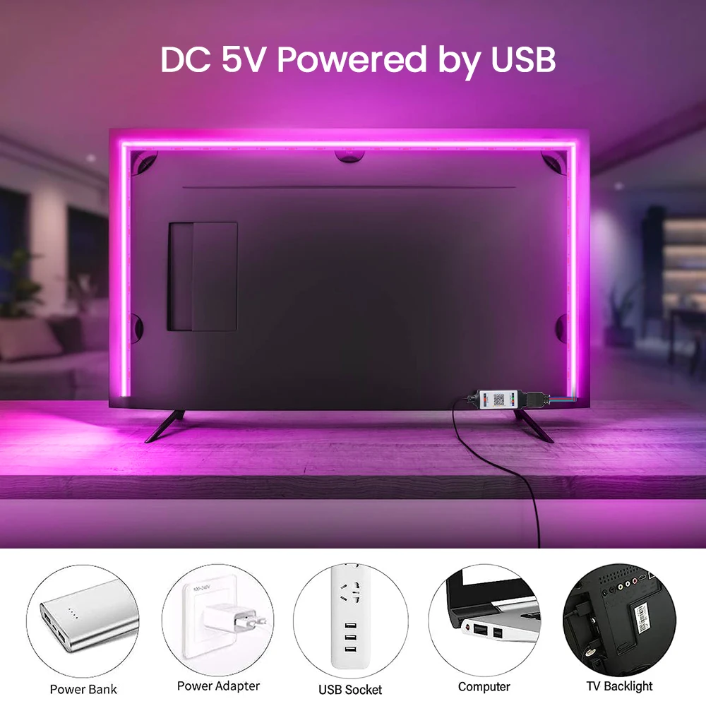 5V USB RGB pasek COB LED światła Bluetooth kontrola aplikacji synchronizacji muzyki 576LEDs/m wysokiej gęstości elastyczne wstążki taśma RGB