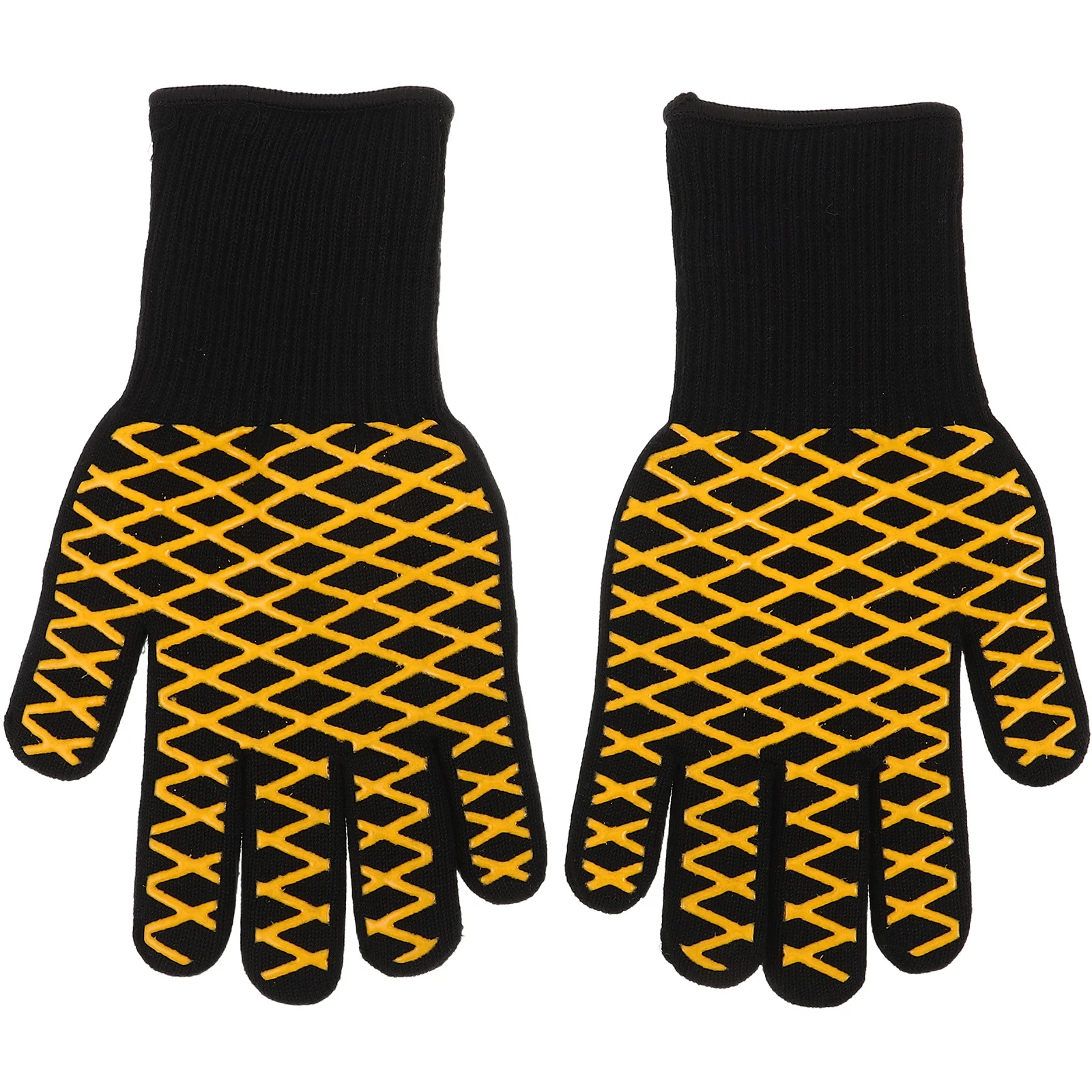 

1Pair Bbq Silicone Oven Mitts Heat Resistant Fire Retardant Gloves Non Slip High Temperature Resistant Barbecue Grilling Baking