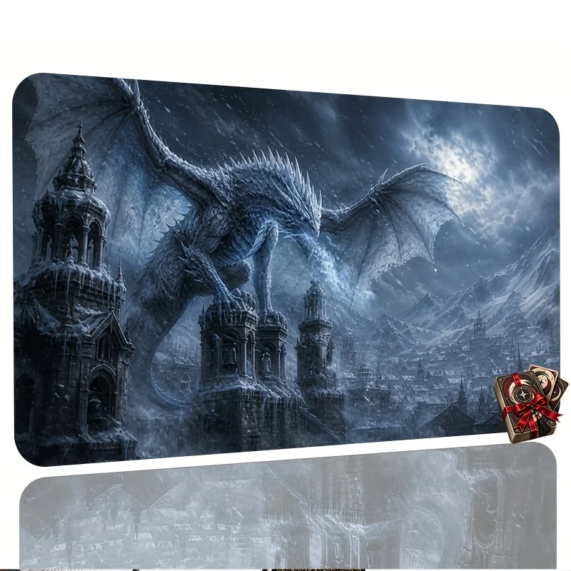 Ice and Snow Dragon Castle Card Game Mat a table mat and mouse pad in one, suitable for collectible card games and party battles
