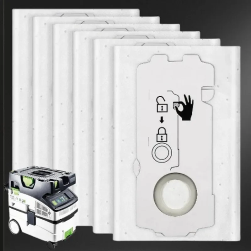 Sacs à poussière pour aspirateur Festool 204308 CT MIDI CT 15, filtre fin, sac à poussière épais et résistant, non tissé, remplacement, 10 pièces