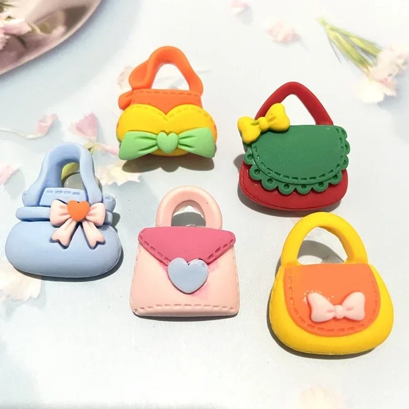 10Pcs Flatback Resin 3D Cabochon Simulation Mini Handbag Set Role Play Family Toys Phone Case Girls Decor Accessory