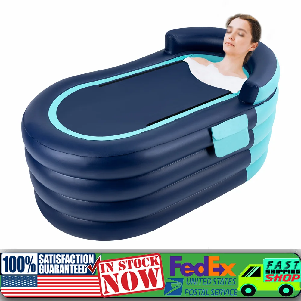 

1.4m Inflatable adult bathtub with wireless electric air pump,Suitable for hot water bath & ice bath(blue)