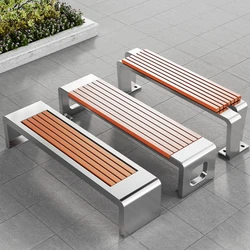 Stainless steel park chairs, outdoor benches, courtyard double person anti-corrosion wood plastic wood leisure iron bench