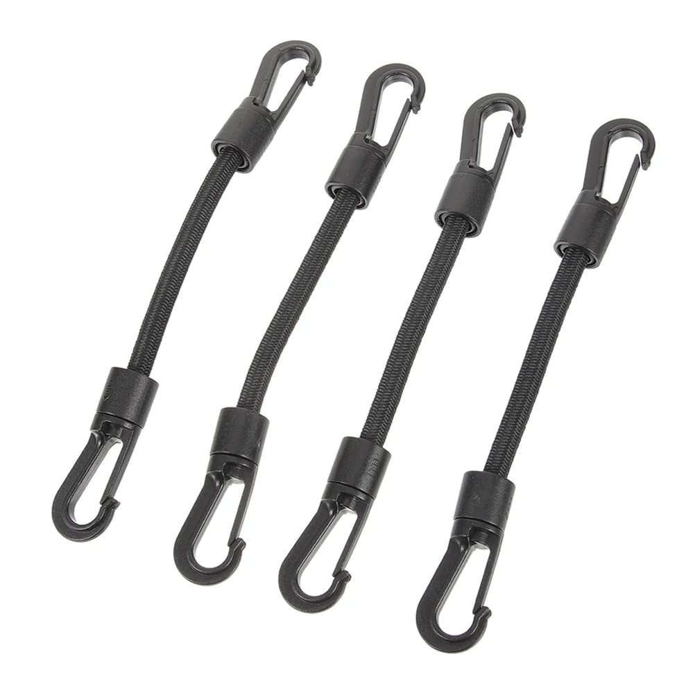 

4 Pcs Hooks Elastic Bands Kayak String Rope Cord with Double 1600X200X150CM Small Buckle Strap Black Outdoor Camping