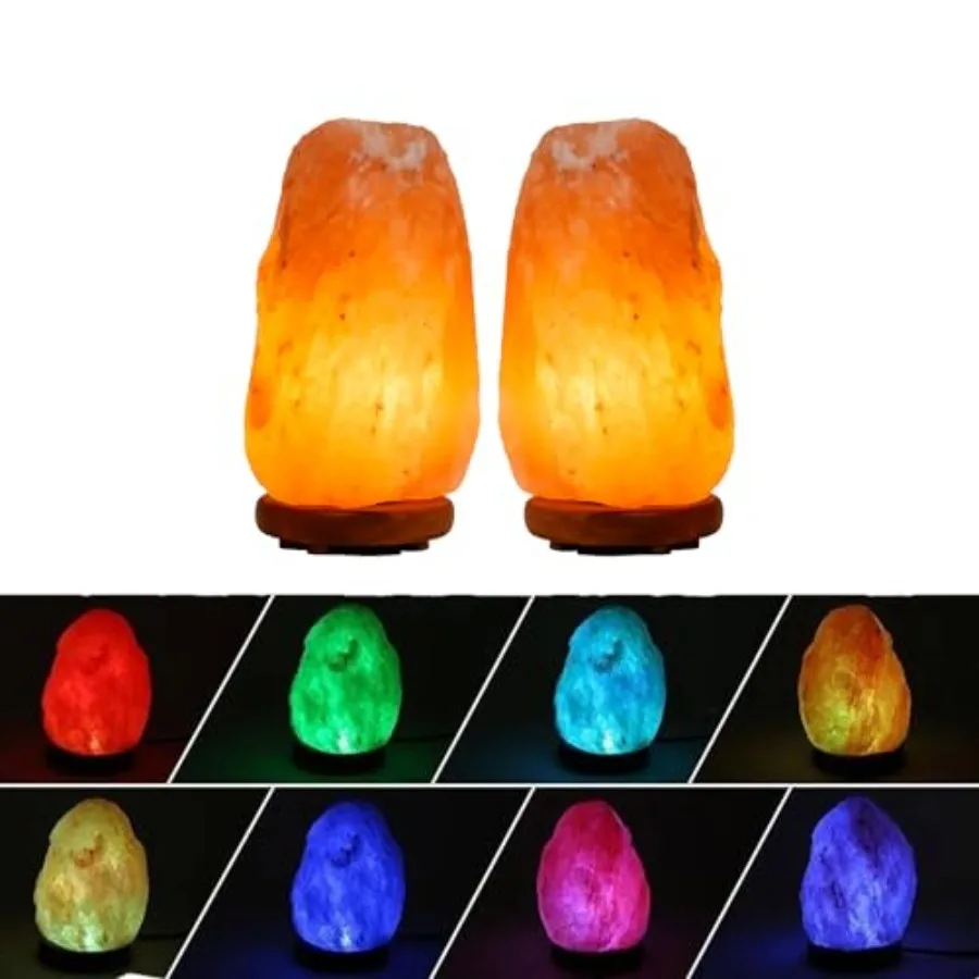 

Salt Rock Lamp Set of 2 Small Himalayan Salt Lamp Night Light for Home and Bedroom Décor