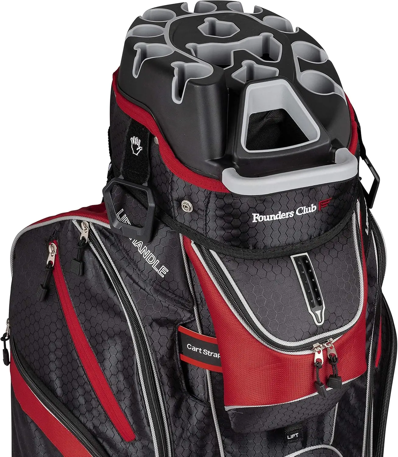 

Club Premium Cart Bag with 14 Way Organizer Divider Top (Black Red)